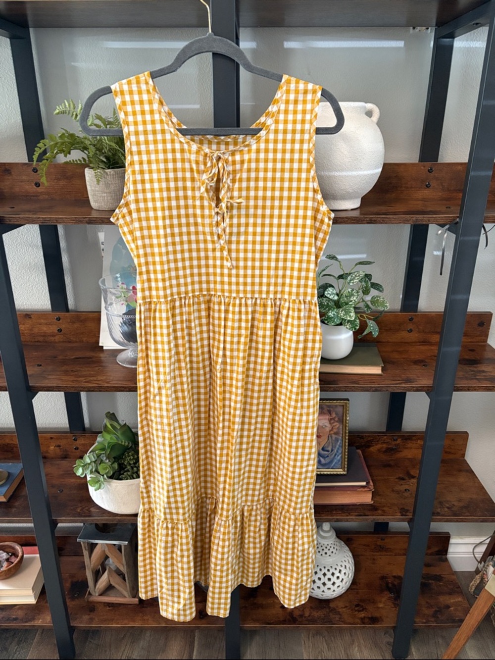 Tradlands Mustard and White Gingham Dress